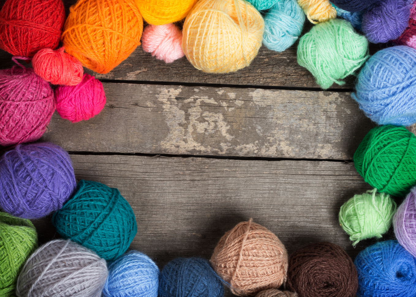 Balls of multicolored yarn