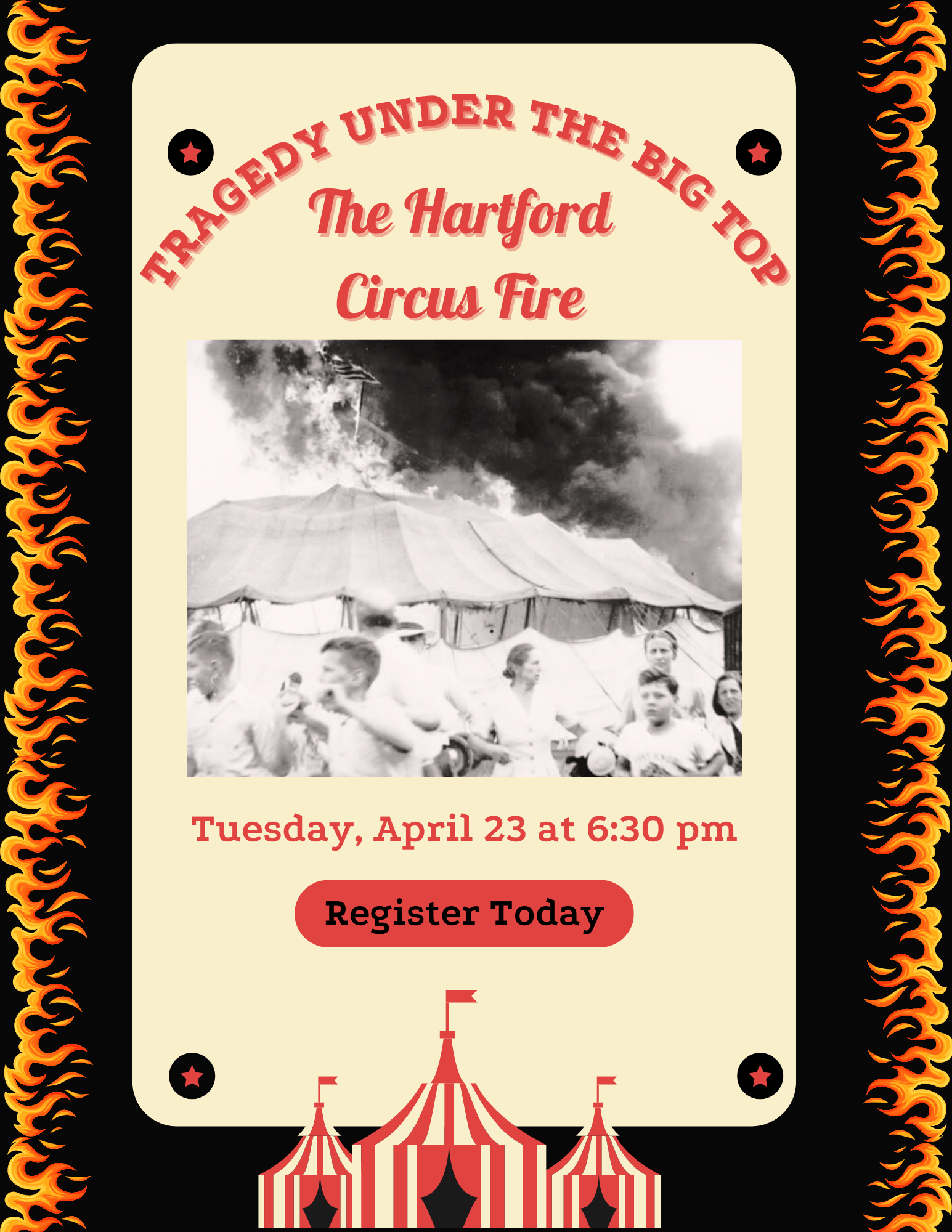 Flyer for Hartford Circus Fire