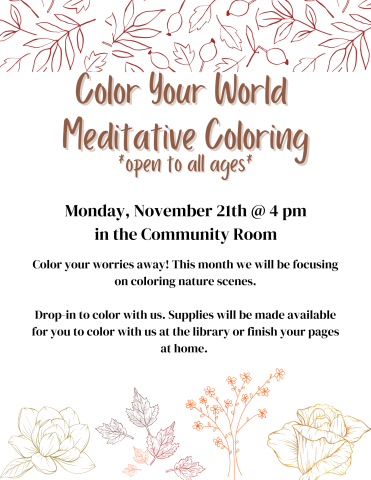 November's Color Your World Meditative Coloring