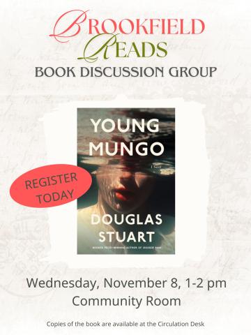 Publicity flyer for Brookfield Reads featuring Douglas Stuart's Young Mungo