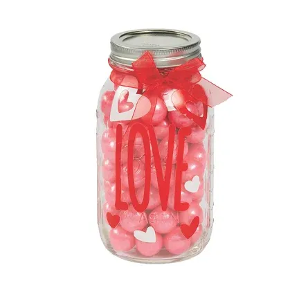 Mason jar with Valentine's details