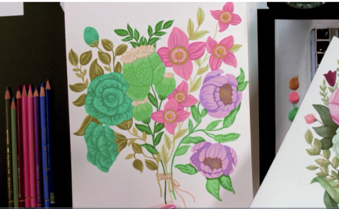 mixed media flower picture