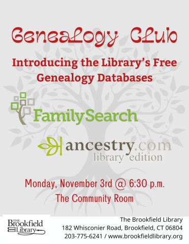 flyer for Genealogy Club