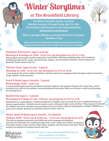 Winter Storytime Schedule