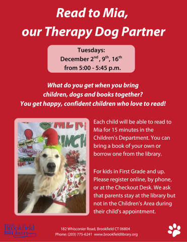 Read to Mia the Therapy Dog