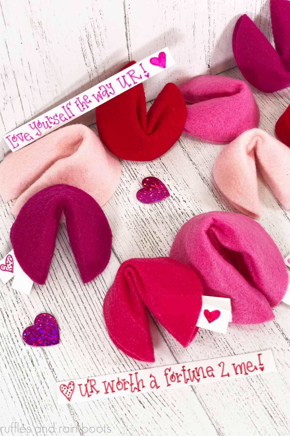 Flyer for Valentine's Day felt fortune cookies