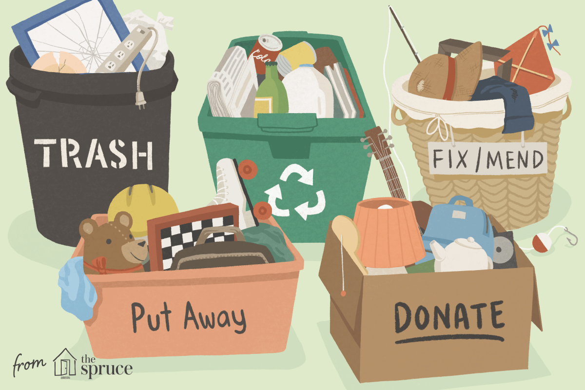 cartoon image of decluttering