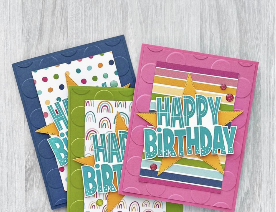 picture of three handmade greeting cards
