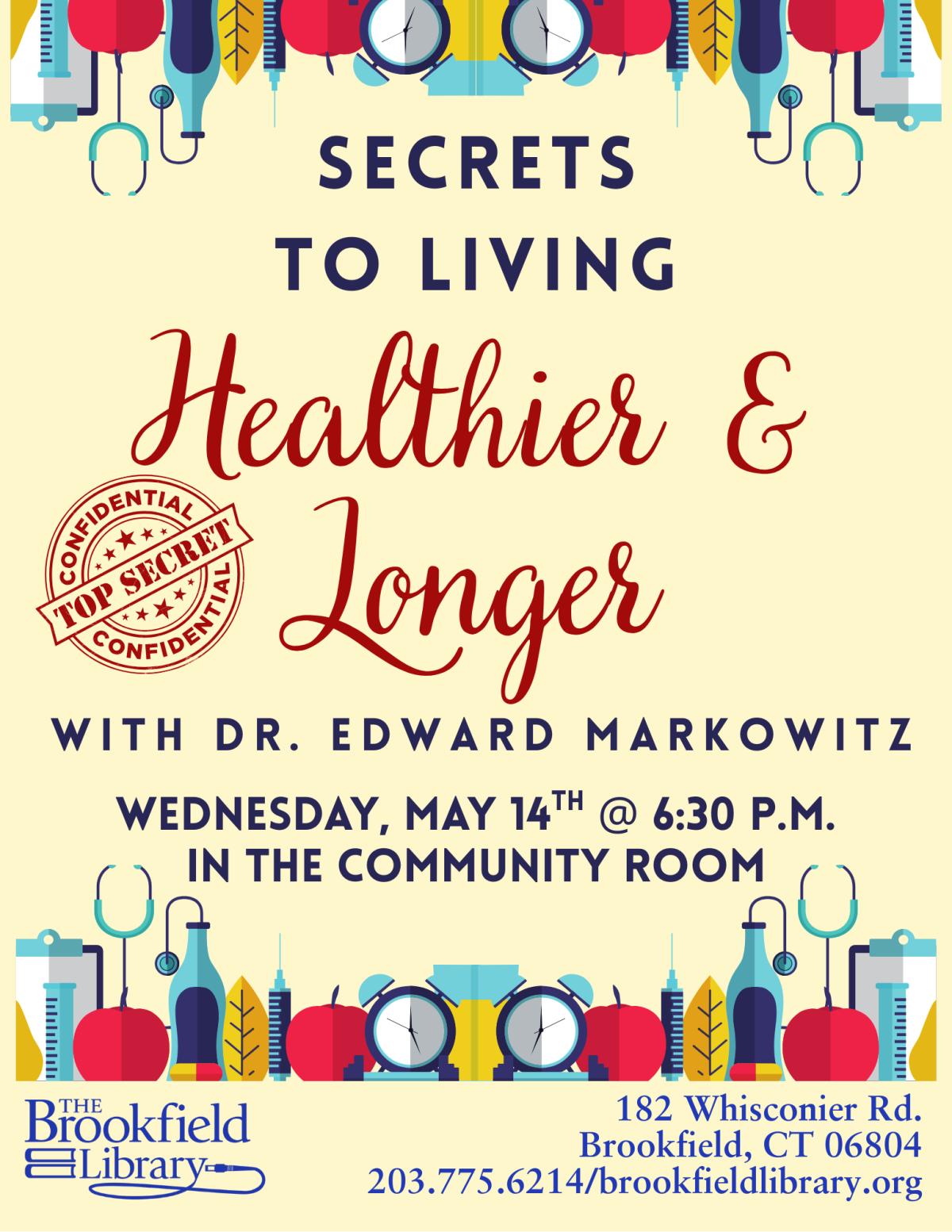 flyer for secrets to living healthier & longer