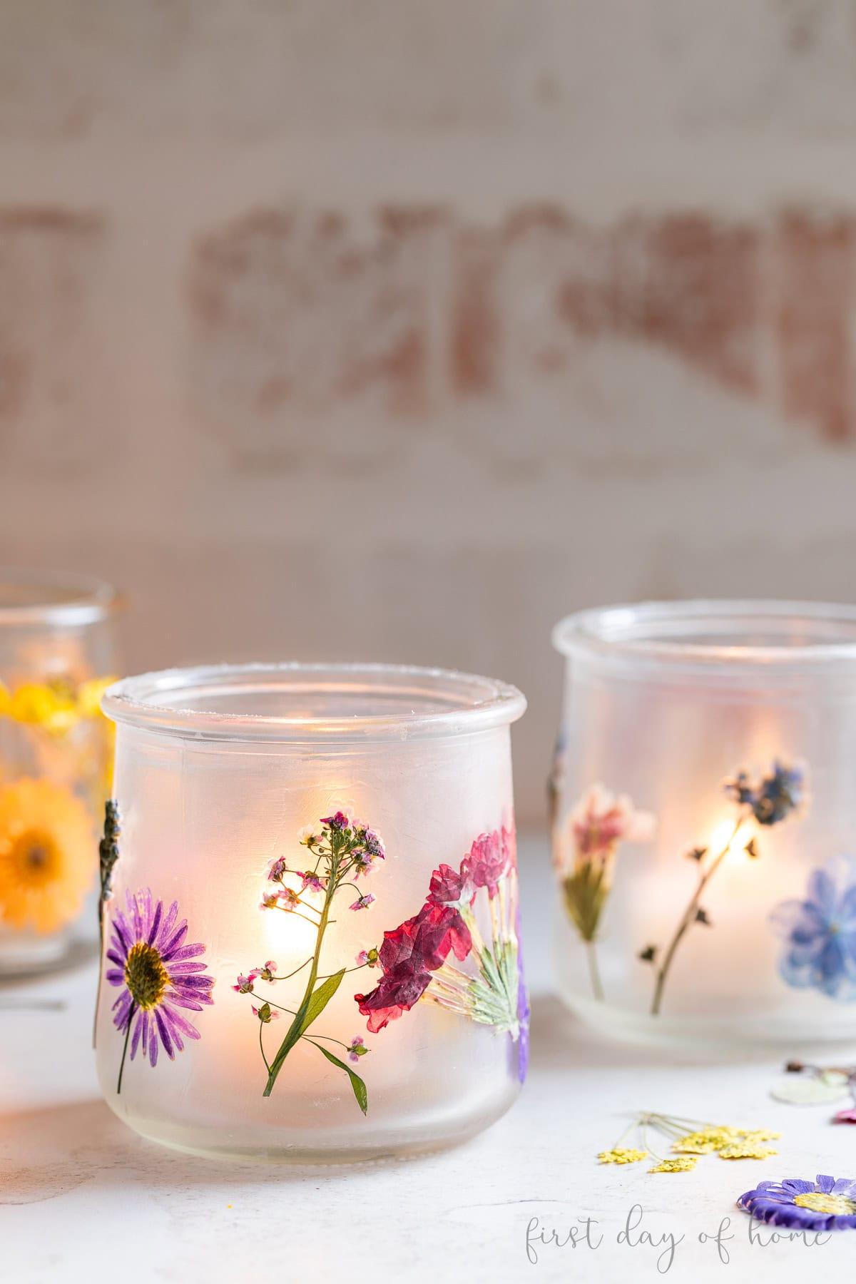 photo of pressed flower lanterns