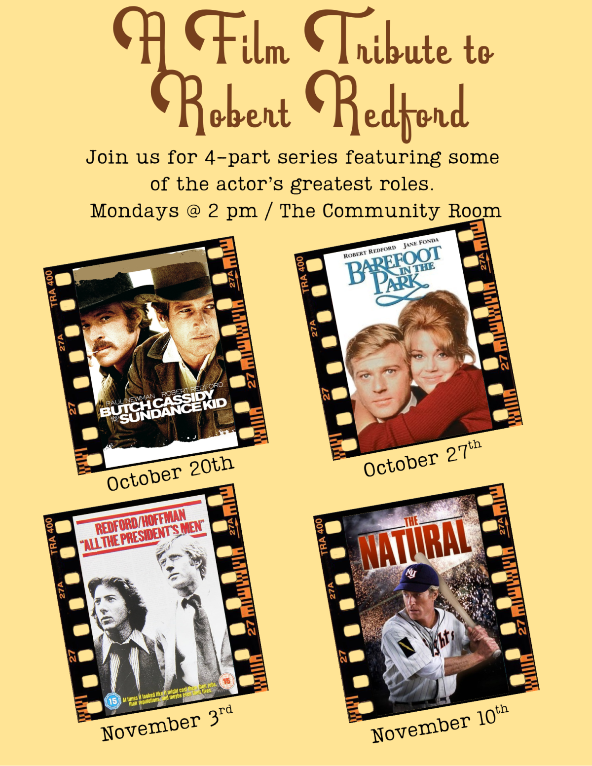 flyer for Redford movies