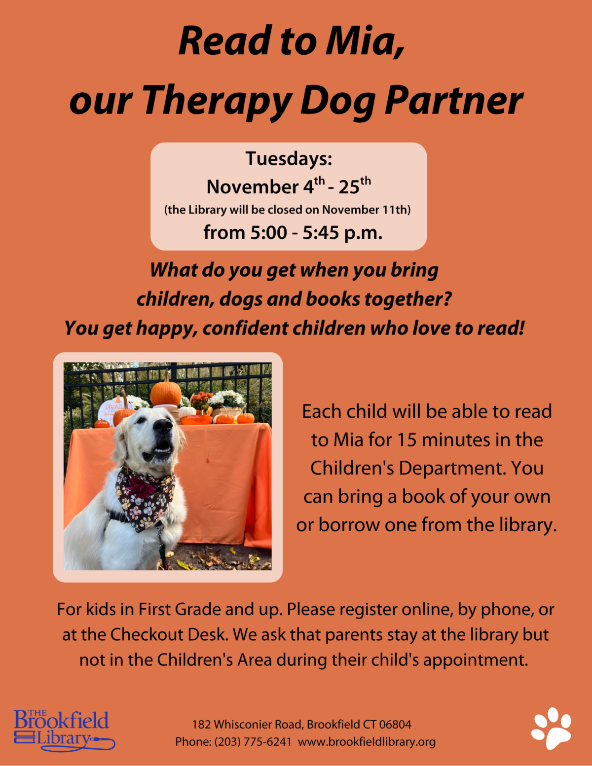 Read to Therapy Dog - Nov