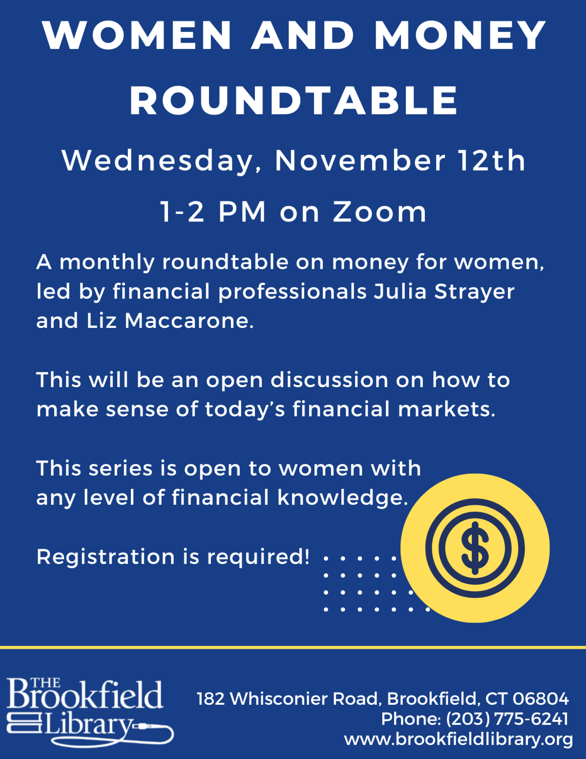 flyer for women and $ roundtable
