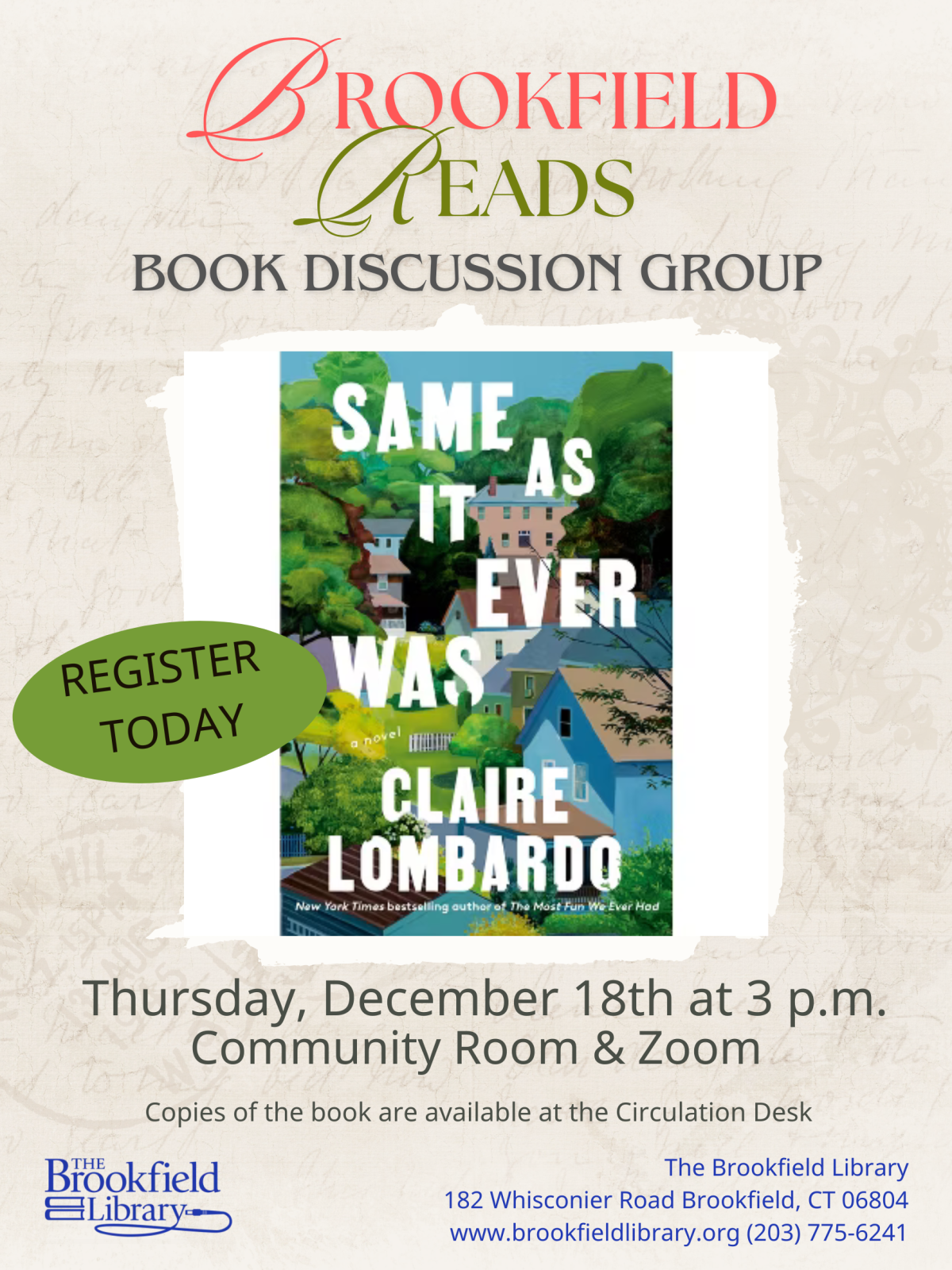 flyer for Brookfield Reads