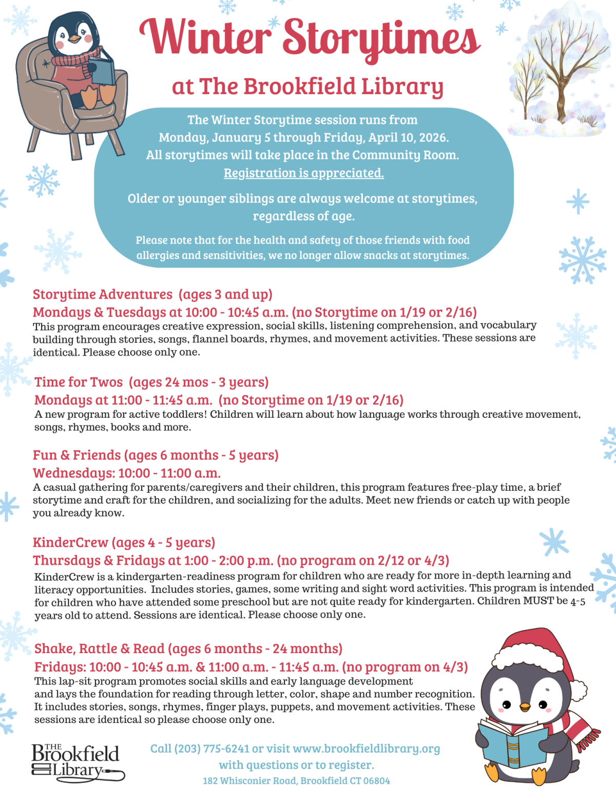 Winter Storytime schedule
